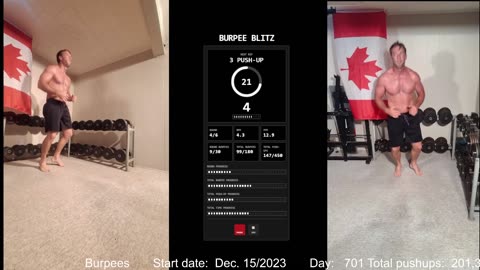 Everyday 300 push ups and 150 Burpees!