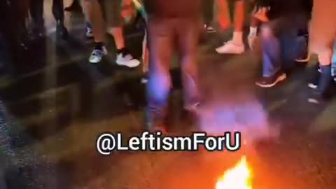 Is even worse. They are not only waving the mexican flag. They are burning the USA flag