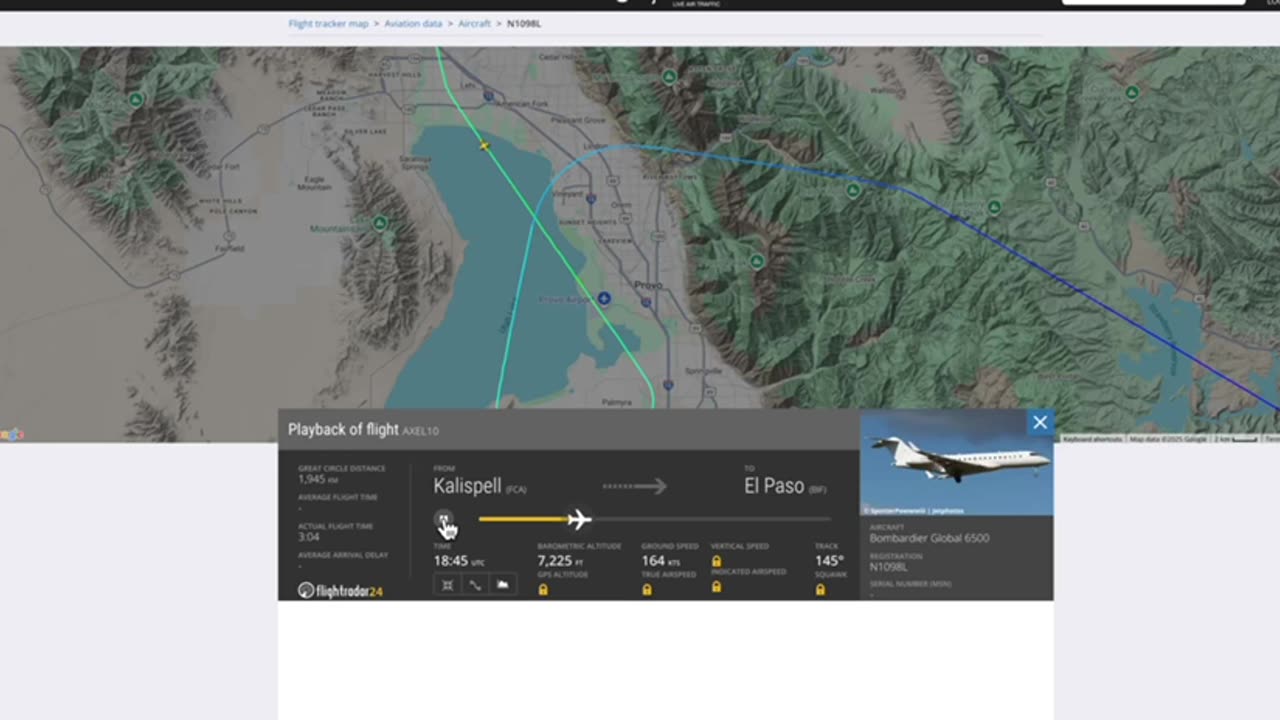 N1098L Flight Path on September 10th - Charlie Kirk Assassination