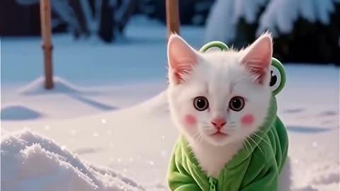 Hardest Working Kitty 💪❄️ #cat#cat #cute #cats #winter #frog