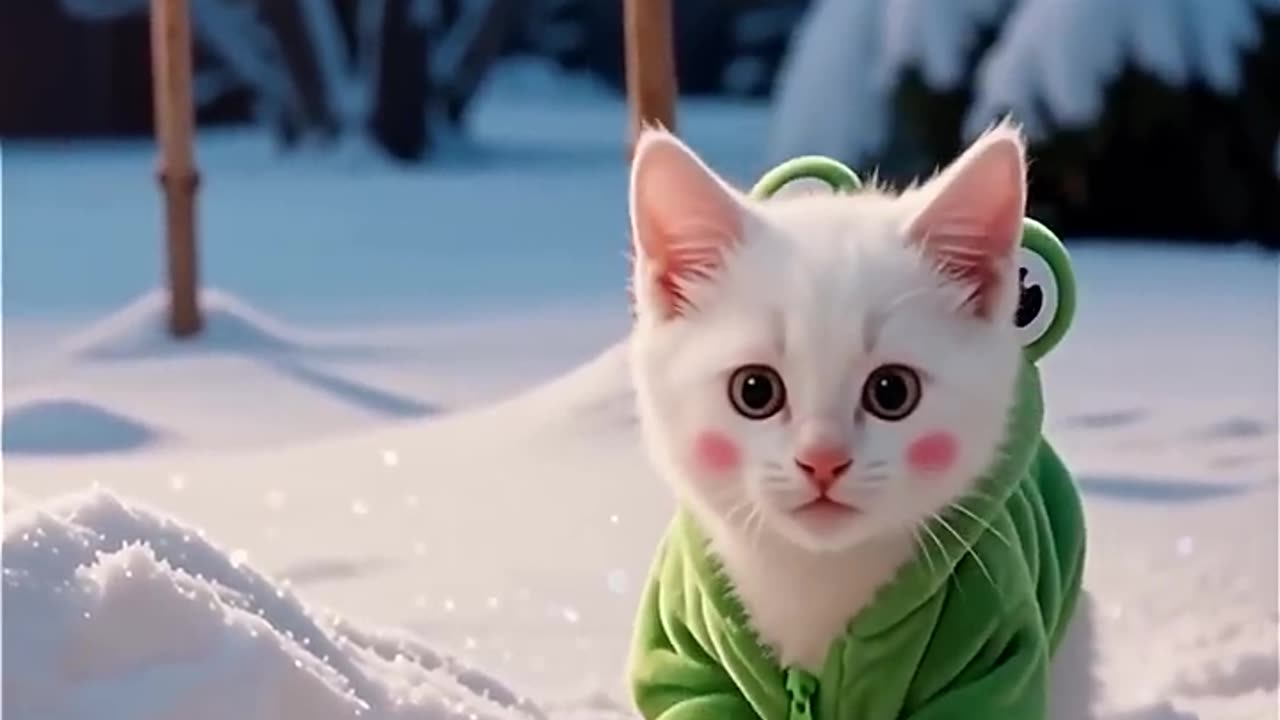 Hardest Working Kitty 💪❄️ #cat#cat #cute #cats #winter #frog