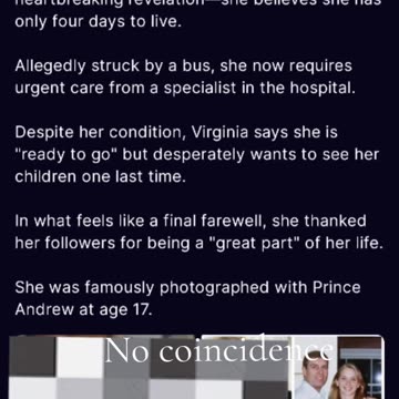 Virginia Cafe Epstein victim was hit by a bus and only has one week to live