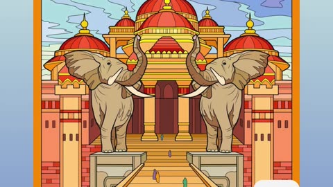 Magnificent Temple with Elephant Sculptures and Detailed Ornamental Design