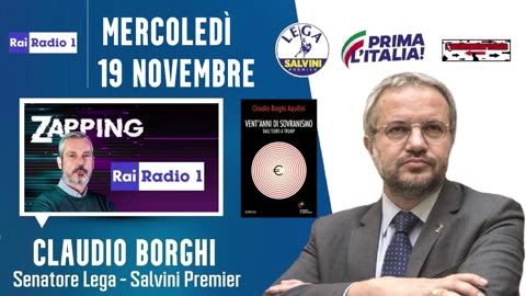 🔴Intervista radiofonica al Sen. Claudio Borghi a Zapping - Radio1Rai: armi all'Ucraina (19.11.2025)