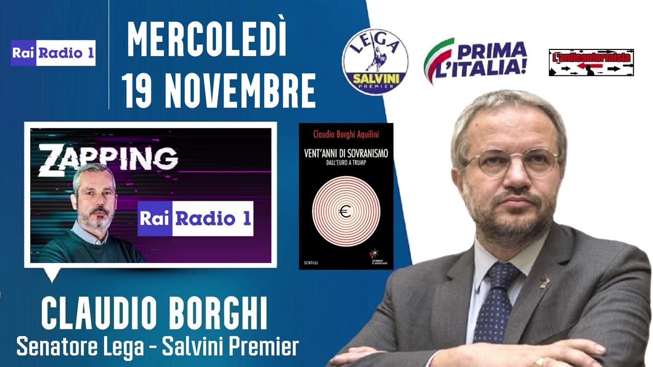 🔴Intervista radiofonica al Sen. Claudio Borghi a Zapping - Radio1Rai: armi all'Ucraina (19.11.2025)
