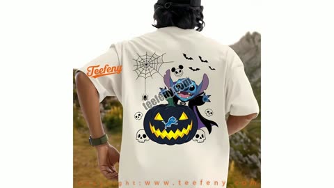 Detroit Lions Stitch Witch Halloween Shirt Graphic