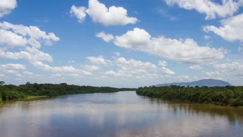 1 Hour Relaxing River & Clouds with Dramatic Piano | Calming Nature Video