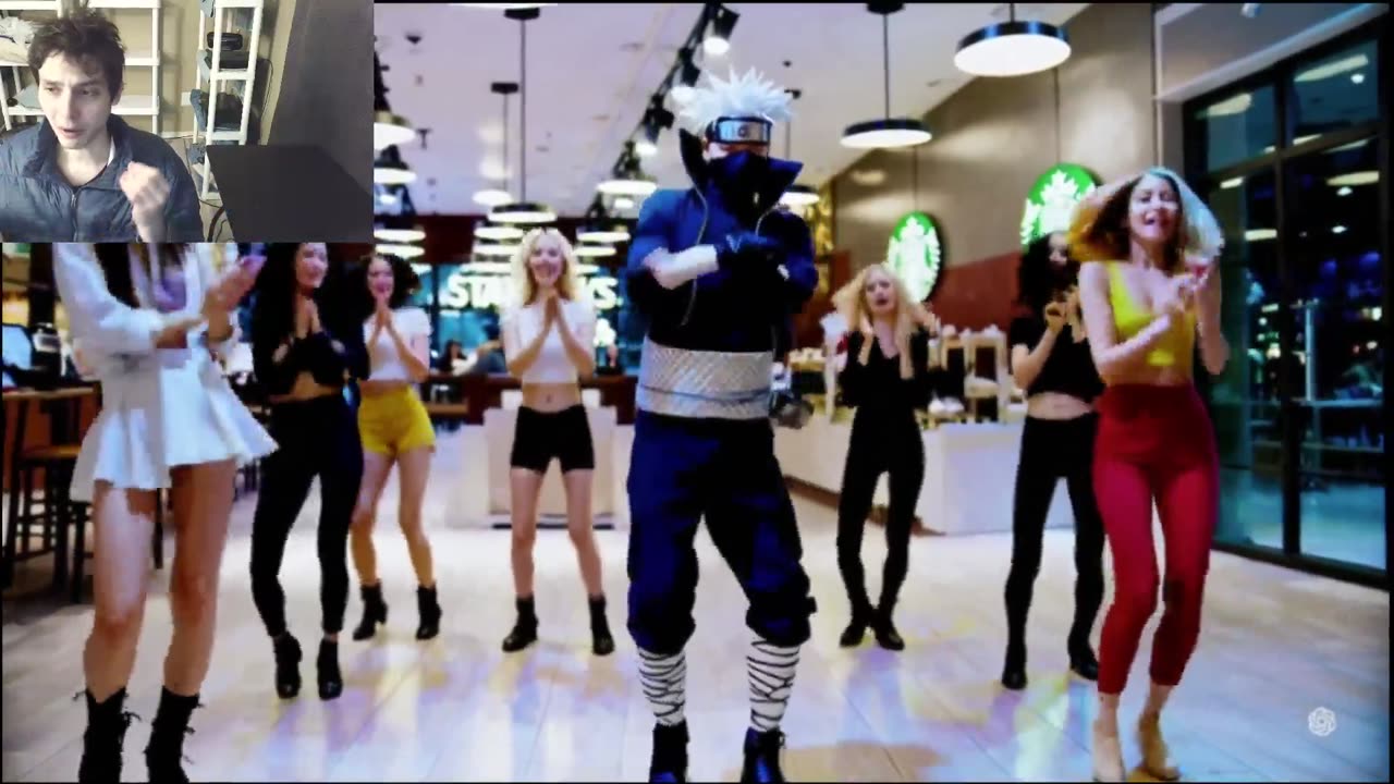 Kakashi From The Naruto Shippuden Series Dancing With Women At A Starbucks Store Fake Funny Parody
