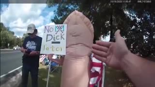 Bodycam shows arrest of Alabama woman wearing penis costume at Trump protest