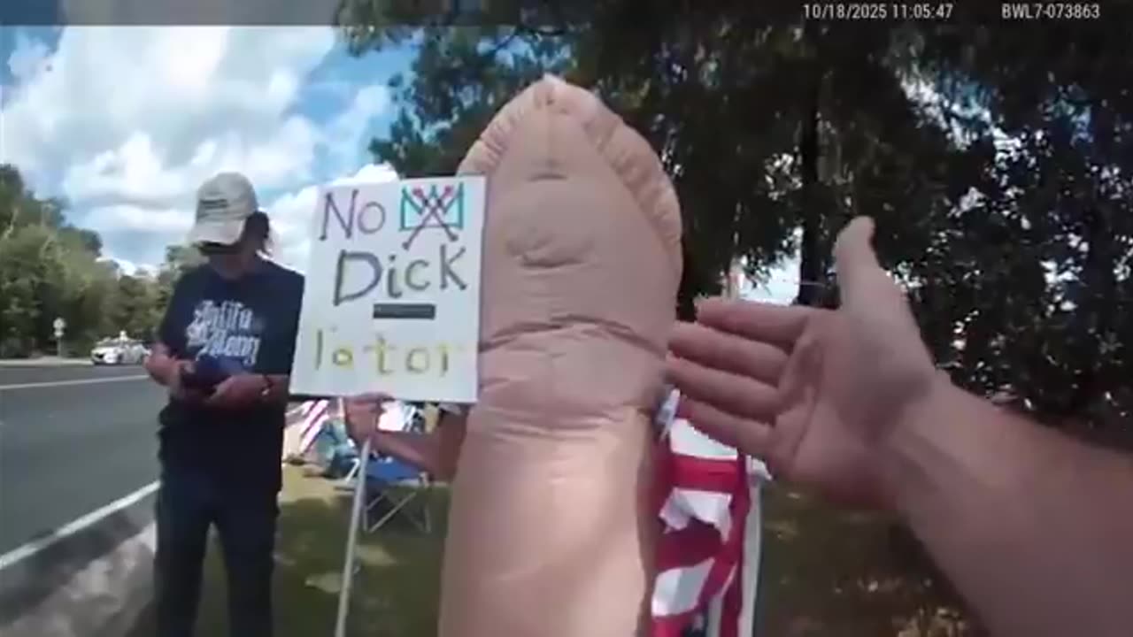 Bodycam shows arrest of Alabama woman wearing penis costume at Trump protest