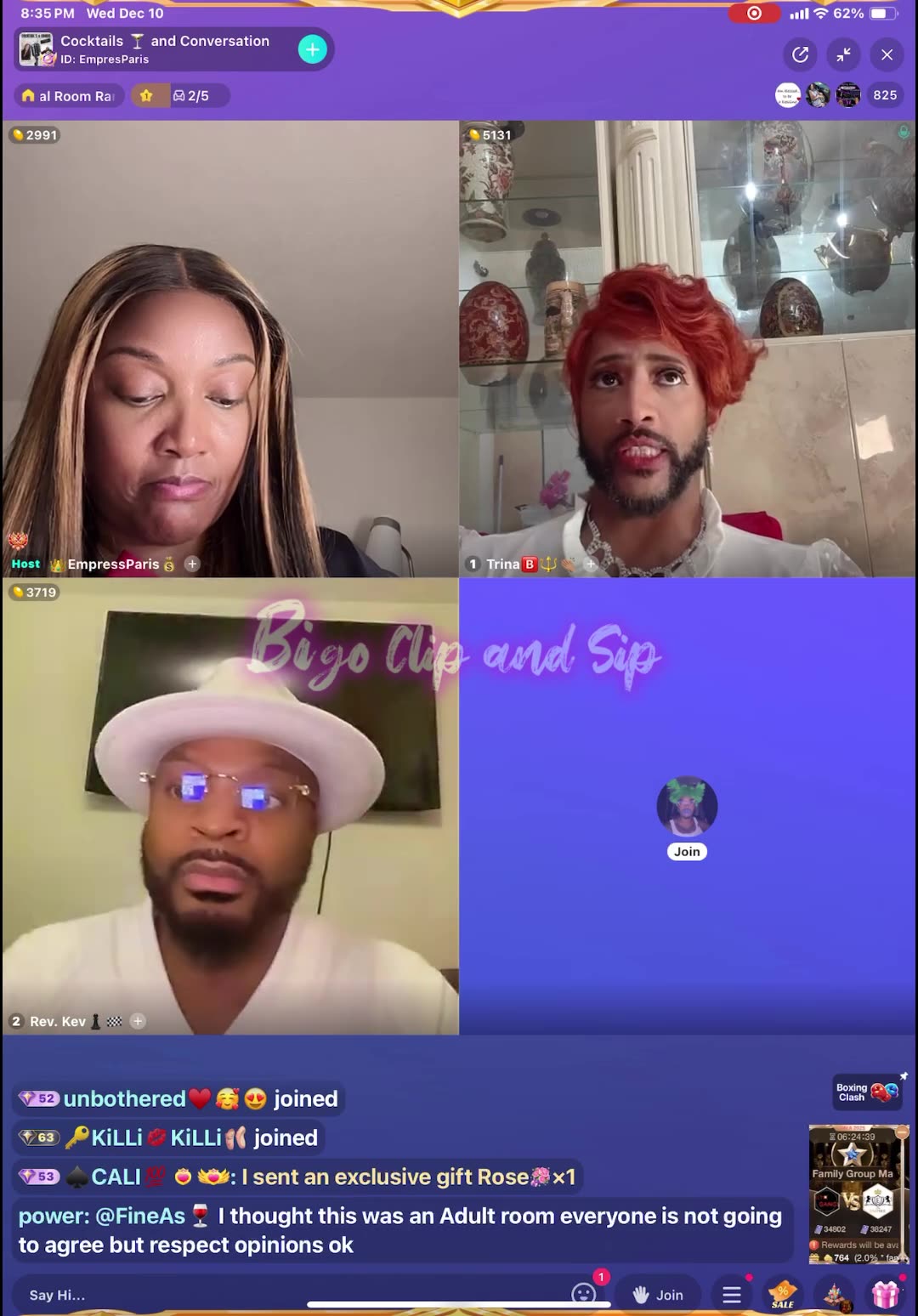 Cocktails & Conversation w/Empress n TrinaB ft PastorP brother 12/10/25 #bigoclipandsip