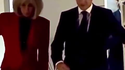 Emanuel Macron's Spouse Shoves Him in the Face in Tense Moment While Deplaning