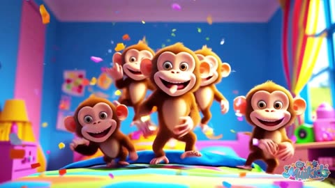 Five Little Monkeys Jumping On The Bed | Nursery Rhyme & Kids Song | MuiKids