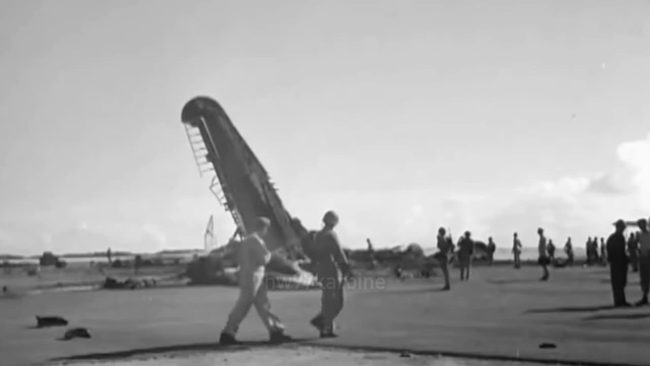 Aftermath of a Japanese raid on Isley Field on Saipan on November 27th 1944