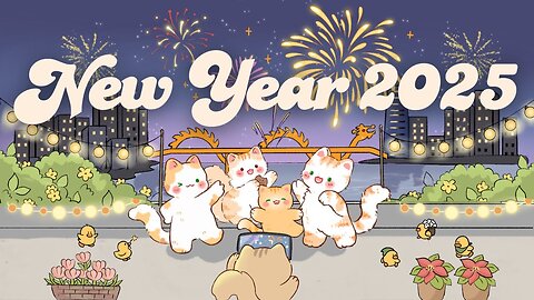 Lofi Kitty Cozy New Year Countdown 🎇🌟 2025 🎉🎊 Lofi Hip Hop for New Year's 🎆Relax, Focus, Chill