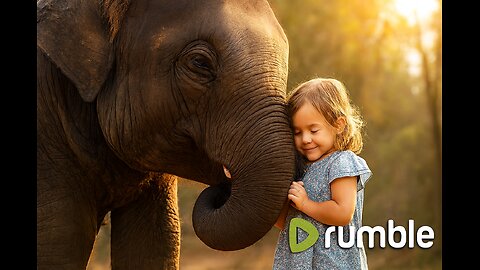 Elephant Hugging Child with Trunk Gentle Giant, Heartwarming Moment in Nature