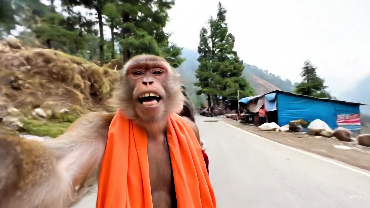 monkey vlogging in Kashmir