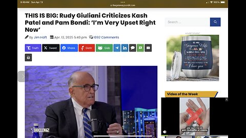 THIS IS BIG: Rudy Giuliani Criticizes Kash Patel and Pam Bondi: ‘I’m Very Upset Right Now’