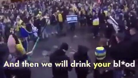Jews on the streets of Amsterdam, chanting, "We will rape women and drink your blood"