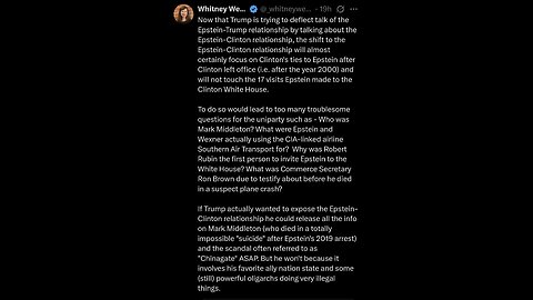 Whitney Webb ~ Trump's deflection to Clinton | Epstein
