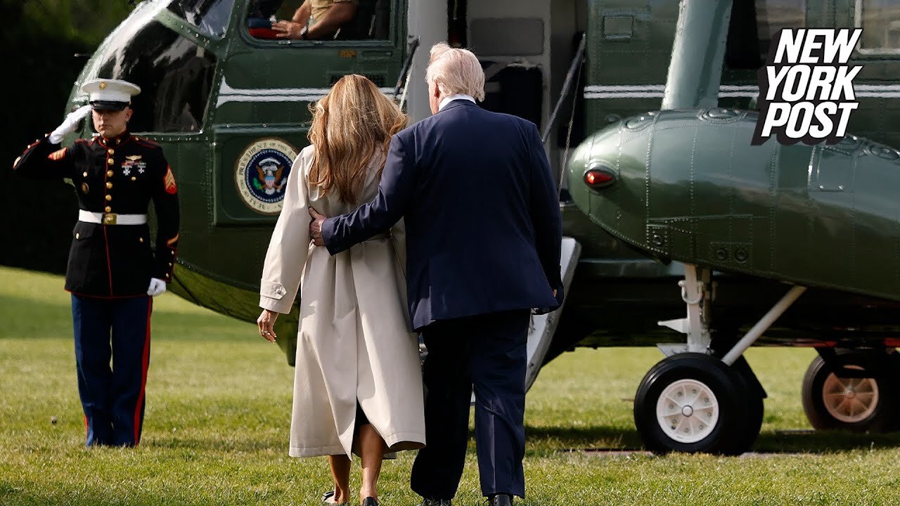 President Trump and Melania share PDA moment as they board Marine One for Pope Francis’ funeral