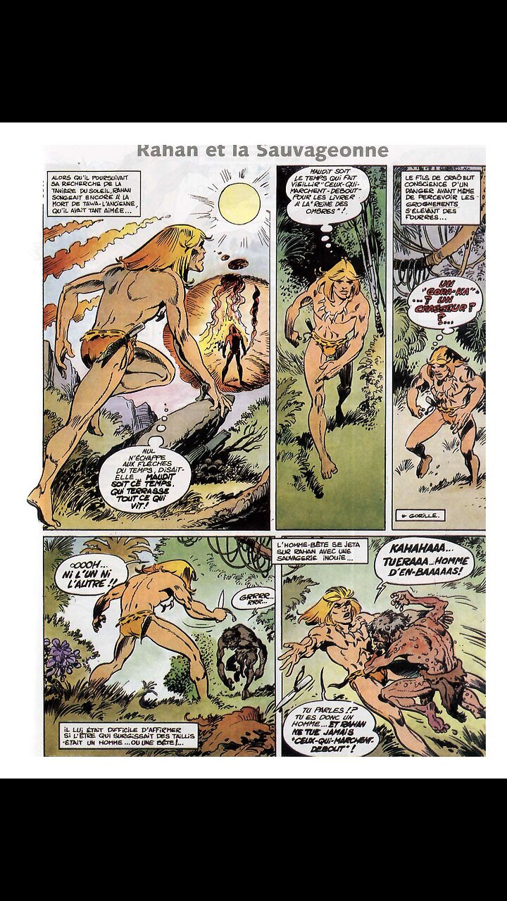 Rahan. Episode 170. By Roger Lecureux. Rahan and the Wild Girl. A Puke(TM) Comic.
