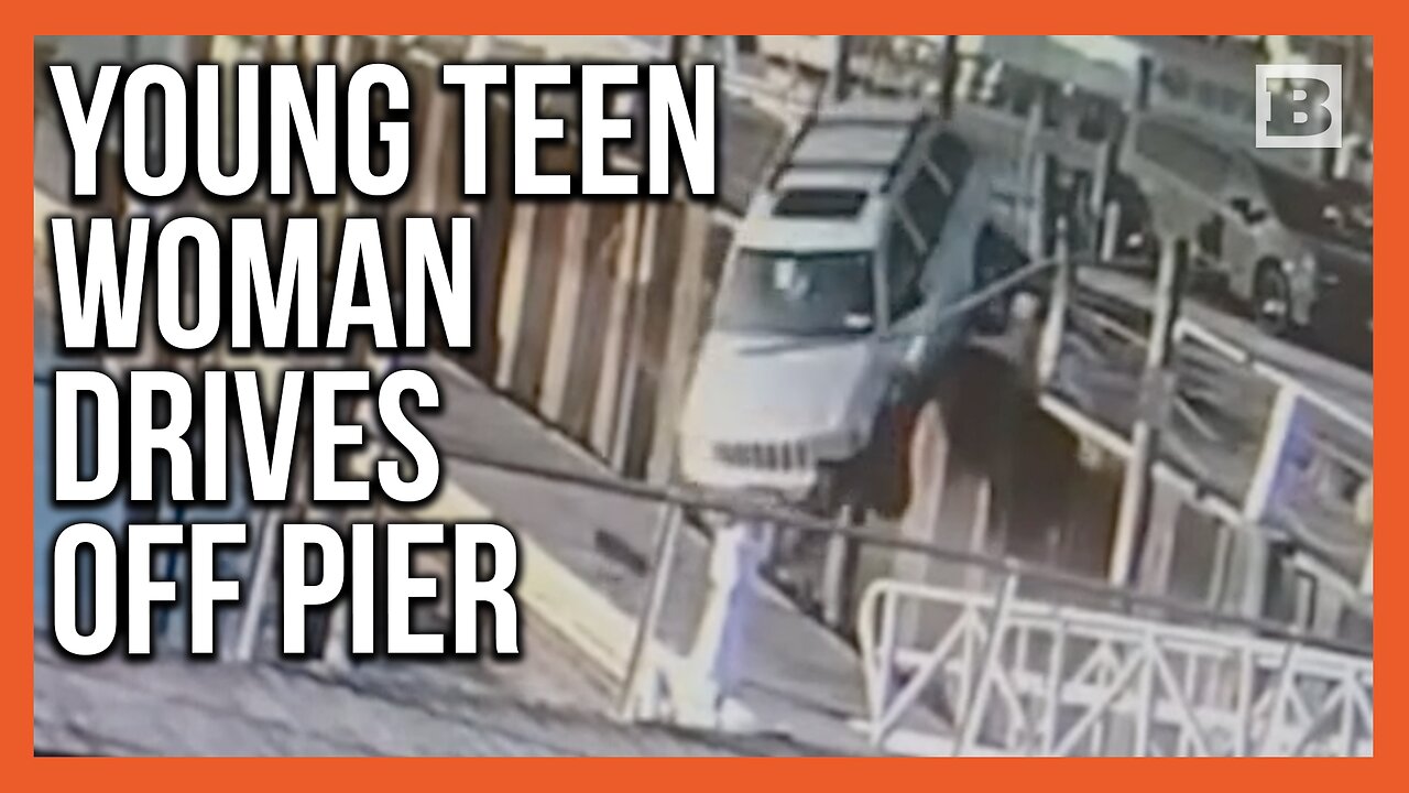 Young Woman Drives Jeep Over Pier, Conveniently Lands on Dock