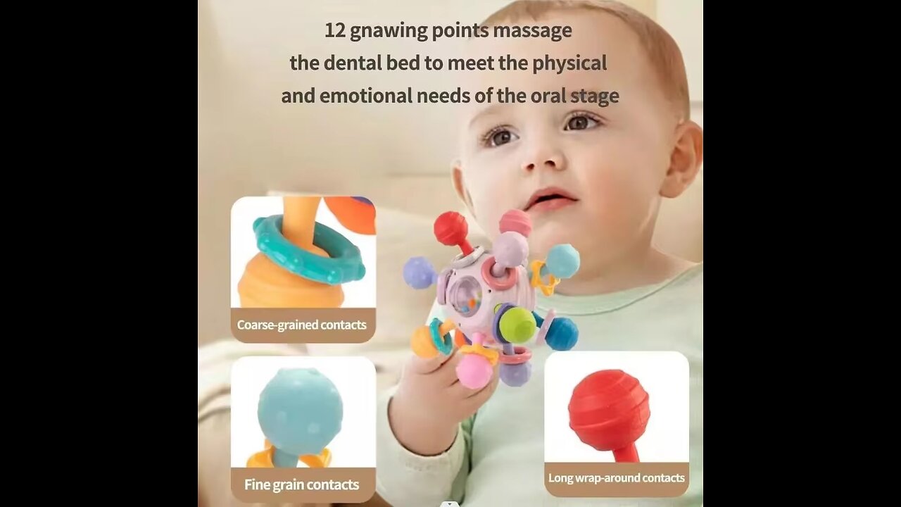 Baby Montessori Toys 0 6 12 Months Sensory Rattle Teether