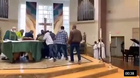 "Maskless Man Ejected from Church"