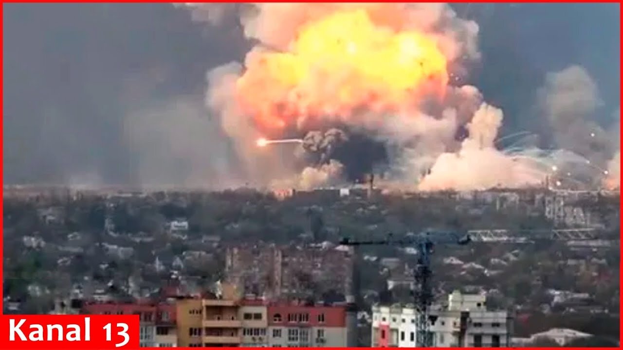 Ammunition, rocket artillery, weapons flew into air： a huge Russian ammunition depot was hit