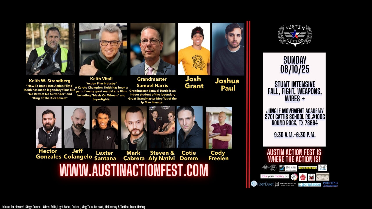 8/10/2025, Don't Miss the Austin Action Fest Stunt Intensive!!!