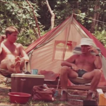 Me and me boy mucking around at Camp Bindi in 1989
