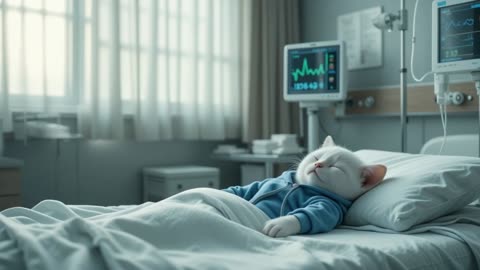 Mother cat work hard to get her child better
