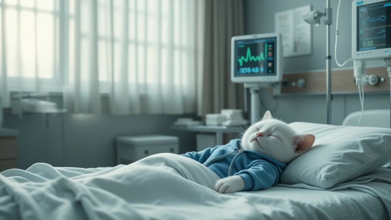 Mother cat work hard to get her child better
