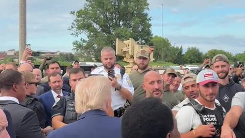 President Donald J. Trump thanks and shakes hands with federal and local law enforcement agencies helping to make Washington DC safe again