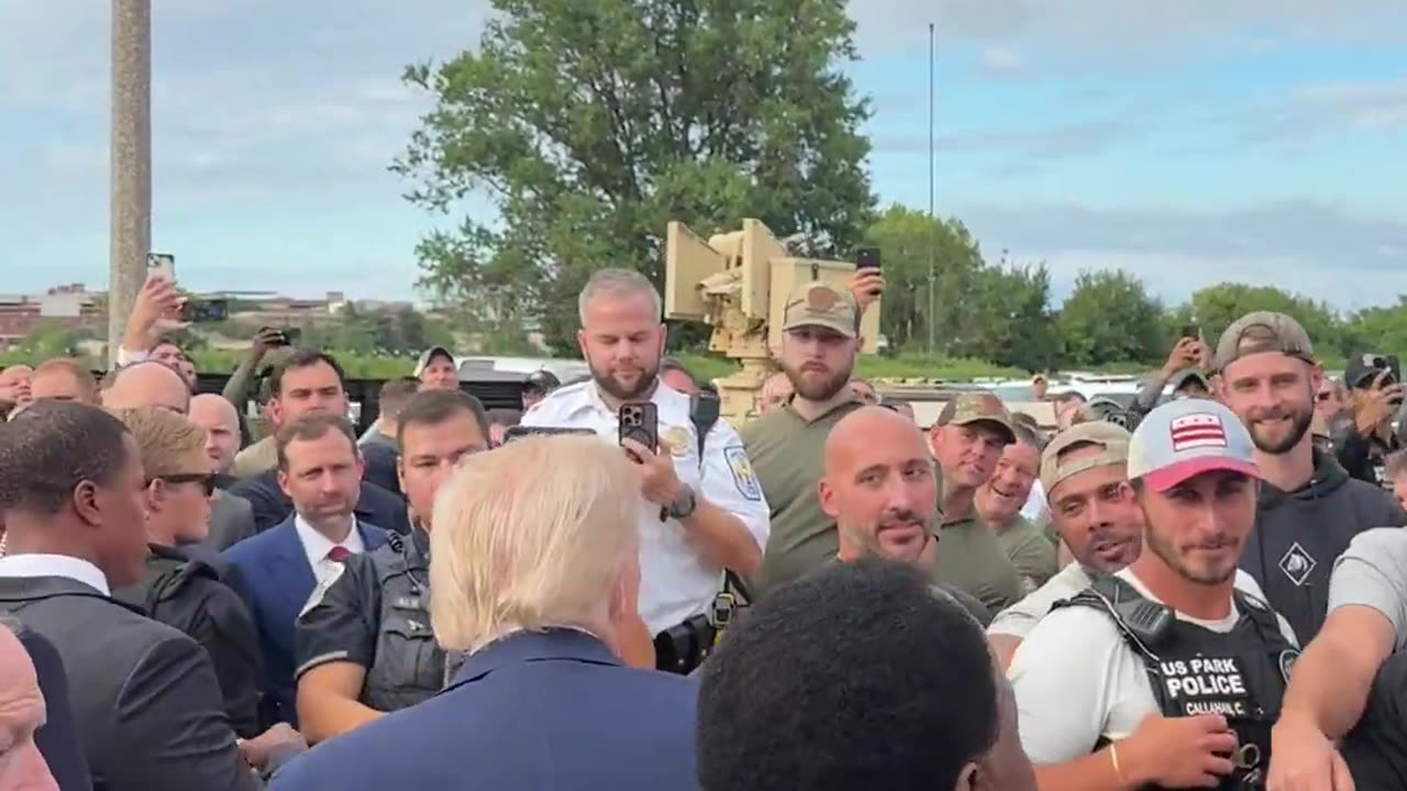 President Donald J. Trump thanks and shakes hands with federal and local law enforcement agencies helping to make Washington DC safe again