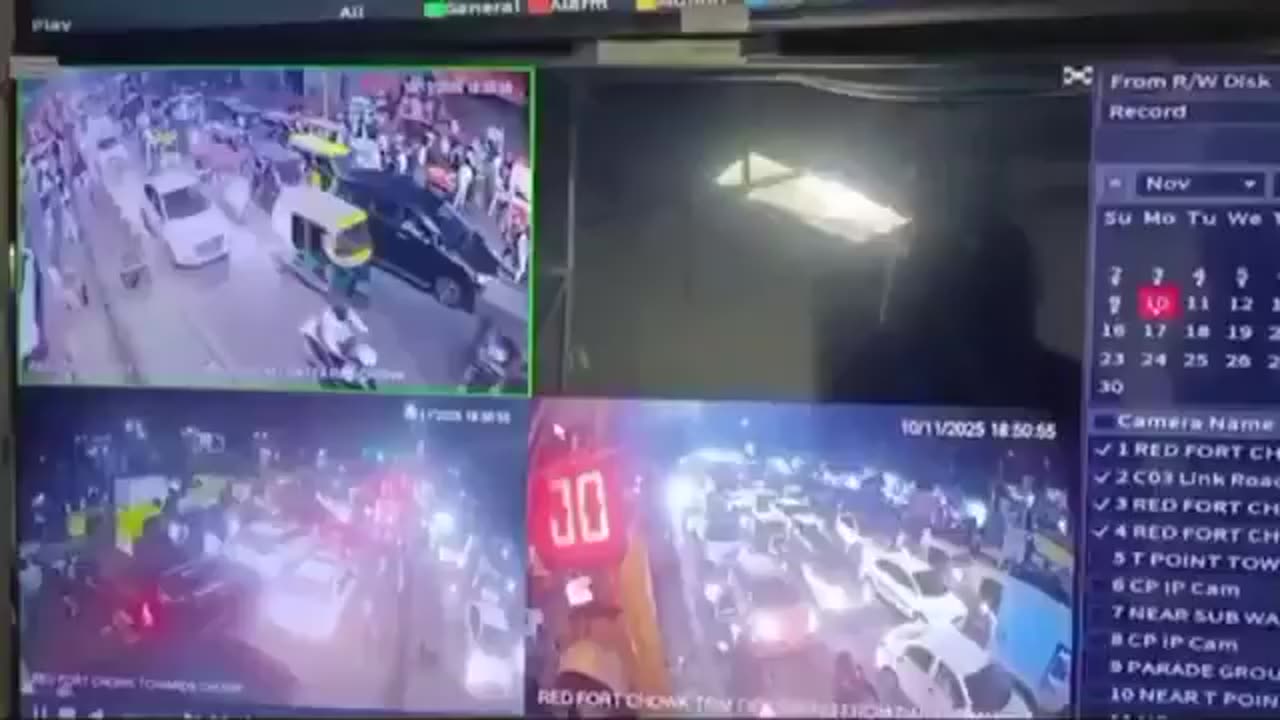 New CCTV footage captures the moment a car exploded near Delhi’s Red Fort metro station,