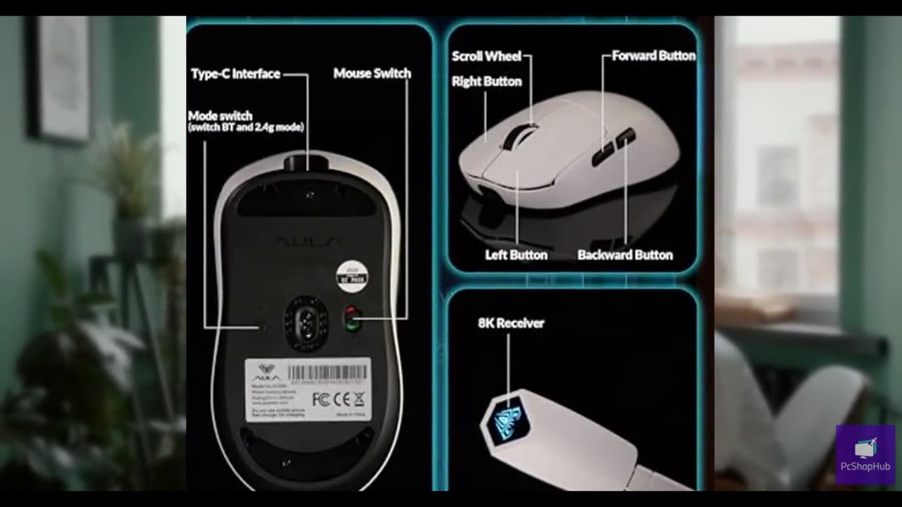 AULA SC800 Wireless Gaming Mouse, Adjustable 26000 DPI, 37g Ultra-Lightweight Mo