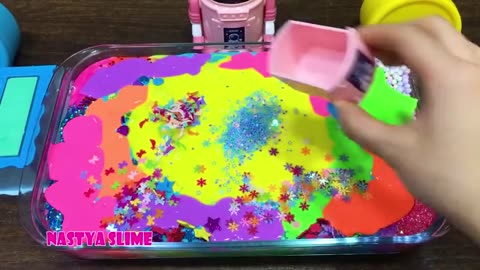 RAINBOW slime Mixing random into GLOSSY slime Satisfying Nastya Slime1