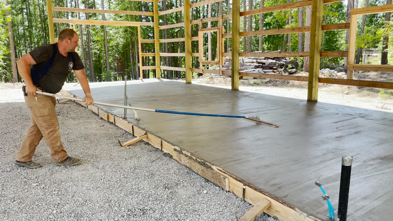 Pouring a concrete slab - Building our Off Grid Homestead