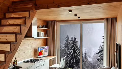 Cozy wooden room loft apartment interior design