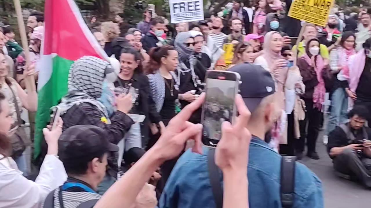 Dancing on the "Global Day of Action for Gaza" in New York City.