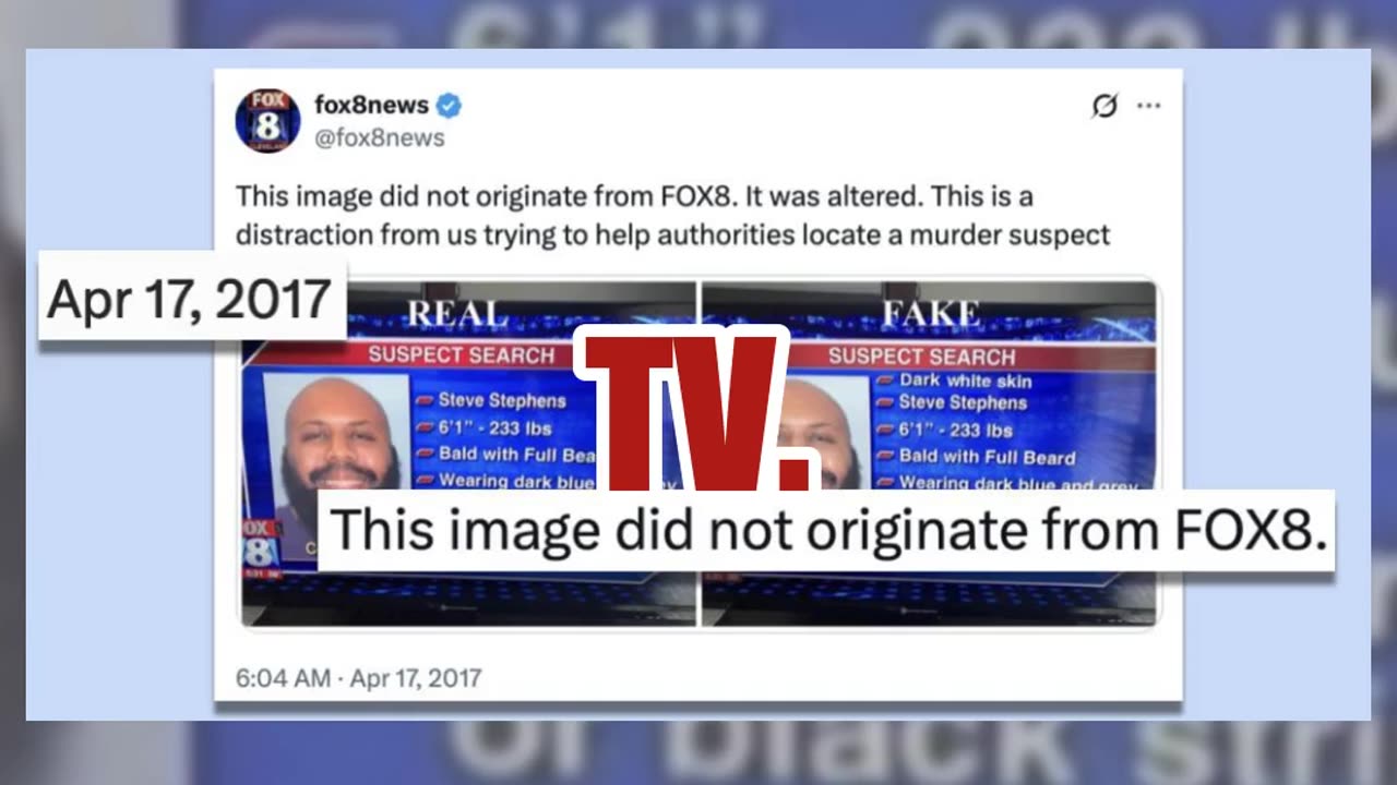 Fact Check: Cleveland Fox Affiliate Did NOT Describe Black Murder Suspect As Having Dark White Skin