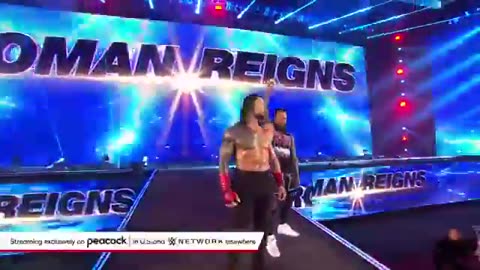 Roman makes his entrance with Jimmy in Saudi at crown jewel