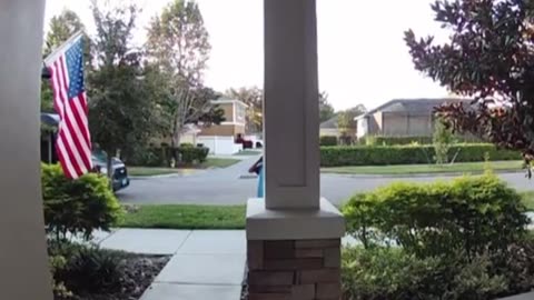 Delivery Driver Salutes American Flag
