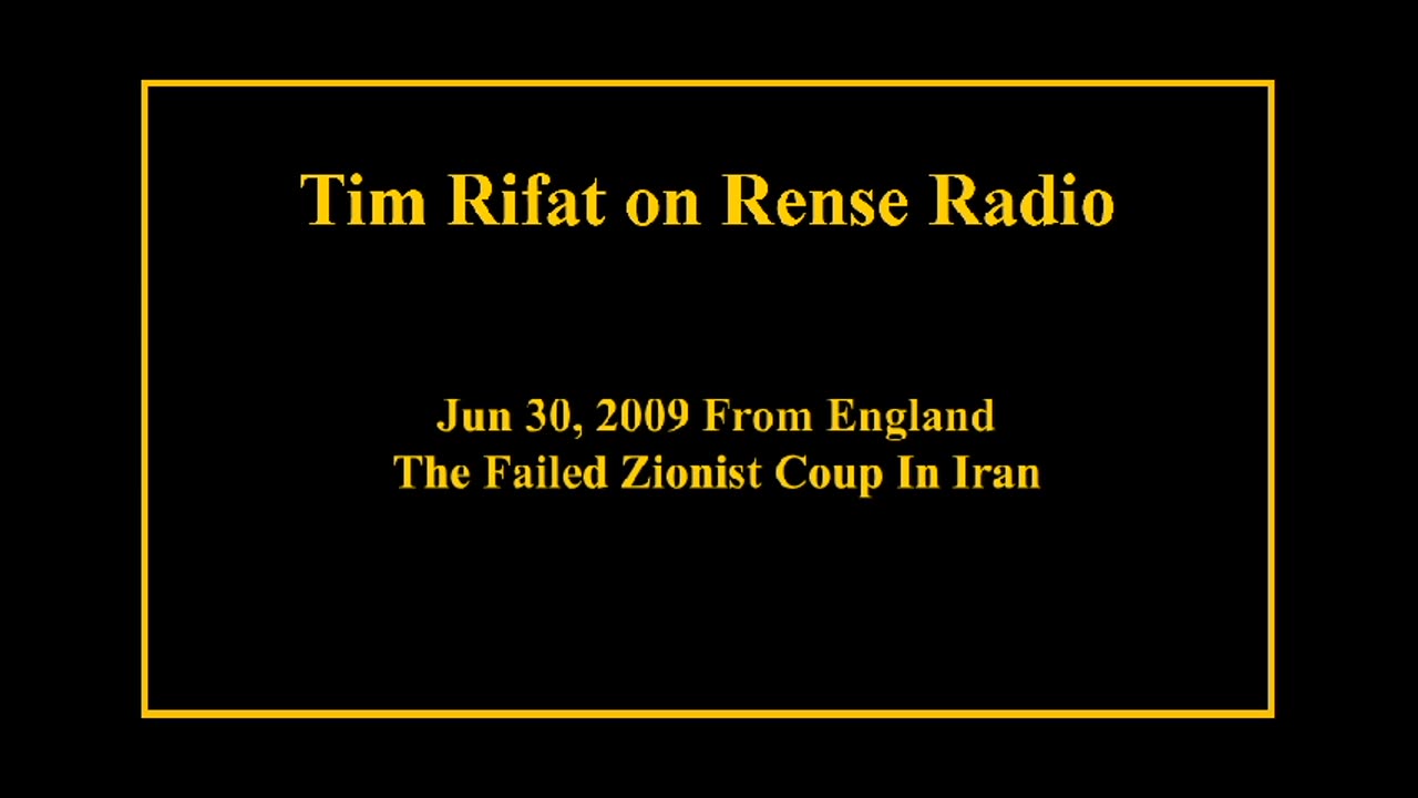Jun 30, 2009 - The Failed Zionist Coup In Iran