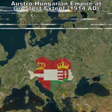 Austro-Hungarian Empire at Greatest Extent (1914 AD) vs Austria and Hungary Today