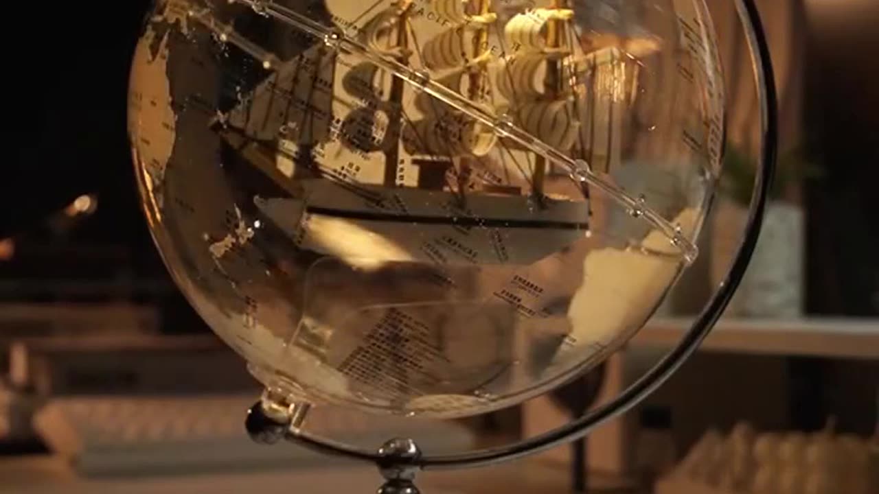 Illuminate your space with the stunning Golden Sail World Map