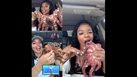 🐙 Woman Takes on Giant Fried Octopus: A Viral Food Challenge