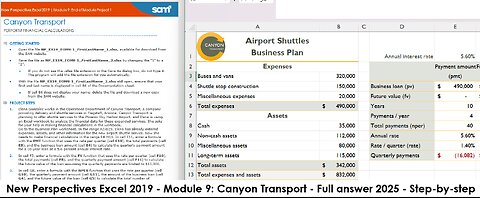 New Perspectives Excel 2019 Module 9: End of Module Project 1 Canyon Transport - Finance Excel 2025